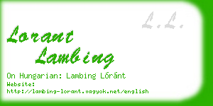 lorant lambing business card